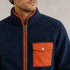 Custom Sherpa Jacket OEM Navy Blue Orange Contrast Pocket Zip