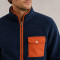Custom Sherpa Jacket OEM Navy Blue Orange Contrast Pocket Zip