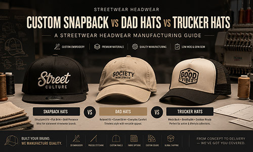 Custom Snapback vs Dad Hats vs Trucker Hats: A Streetwear Headwear Manufacturing Guide