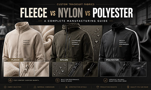 Custom Tracksuit Fabrics: Fleece vs Nylon vs Polyester — A Complete Manufacturing Guide