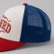 Custom White Trucker Hat With Orange Logo & Mesh Back