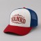 Custom White Trucker Hat With Orange Logo & Mesh Back
