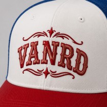 Custom White Trucker Hat With Orange Logo & Mesh Back