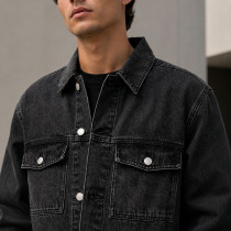 Custom Black Acid Wash Denim Trucker Jacket