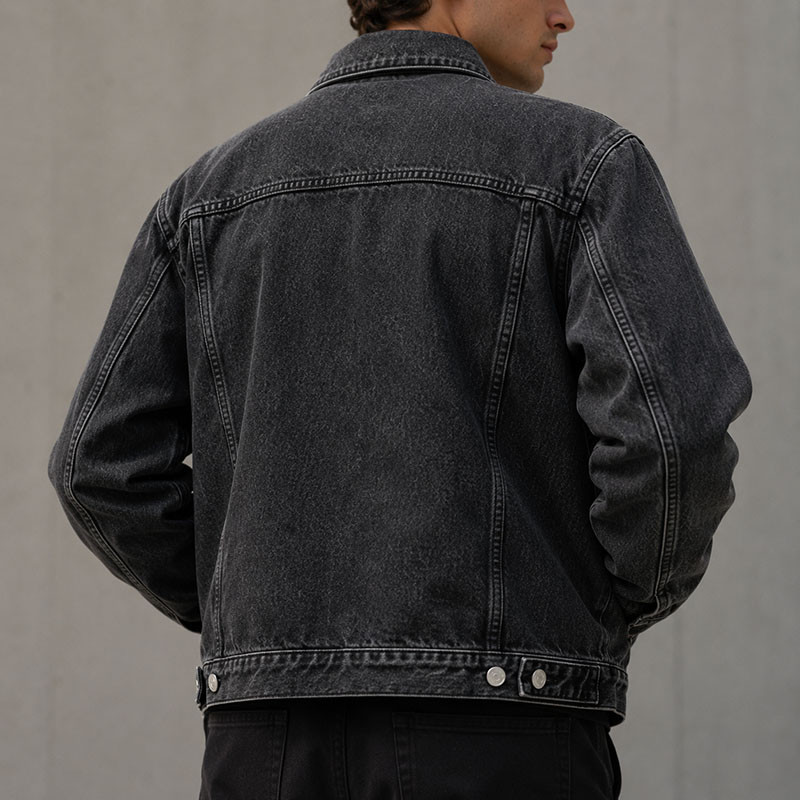 VANRD Custom Black Acid Wash Denim Trucker Jacket