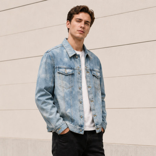 Custom Light Wash Denim Trucker Jacket