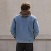 Custom Indigo Denim Sherpa Jacket With Embroidery