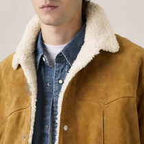 Custom Tan Suede Sherpa Trucker Jacket