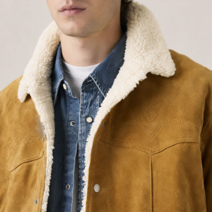 Custom Tan Suede Sherpa Trucker Jacket