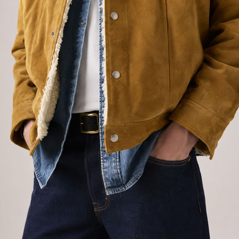 VANRD Custom Tan Suede Sherpa Trucker Jacket
