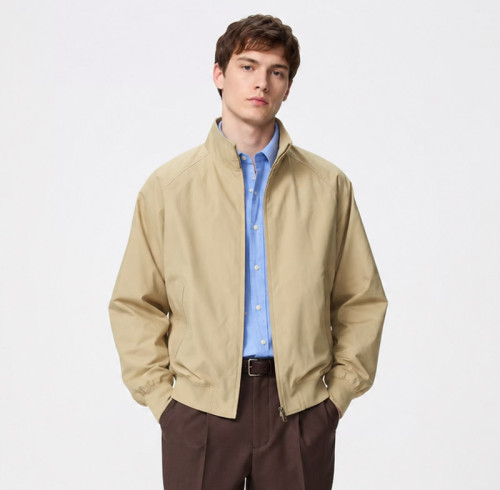 Custom Khaki Harrington Jacket With Stand Collar