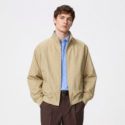 Custom Khaki Harrington Jacket With Stand Collar