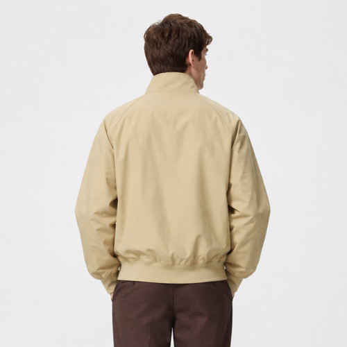 Custom Khaki Harrington Jacket With Stand Collar