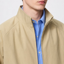 Custom Khaki Harrington Jacket With Stand Collar