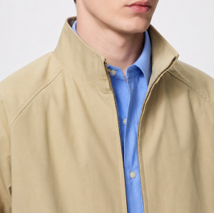 Custom Khaki Harrington Jacket With Stand Collar
