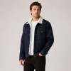 Custom Dark Wash Denim Sherpa Trucker Jacket