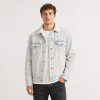 Custom Light Wash Denim Sherpa Trucker Jacket