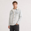 Custom Light Wash Denim Sherpa Trucker Jacket