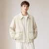 Custom Ivory Bomber Jacket With Elastic Hem