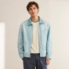 Custom Sky Blue Coach Jacket With Snap Front