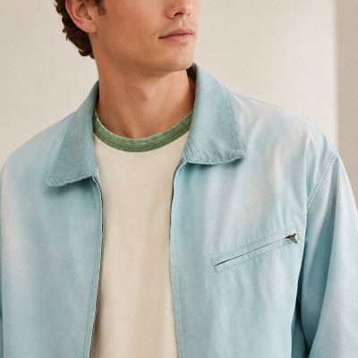 Custom Sky Blue Coach Jacket With Snap Front