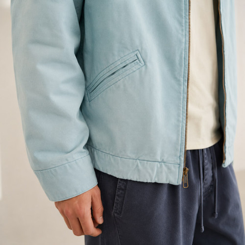 Custom Sky Blue Coach Jacket With Snap Front