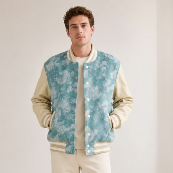 Custom Tie-Dye Varsity Jacket With Cream Sleeves