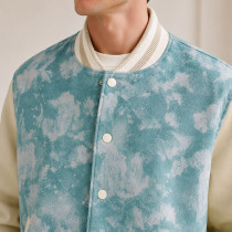 Custom Tie-Dye Varsity Jacket With Cream Sleeves