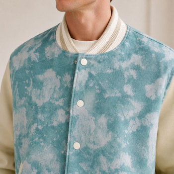 Custom Tie-Dye Varsity Jacket With Cream Sleeves