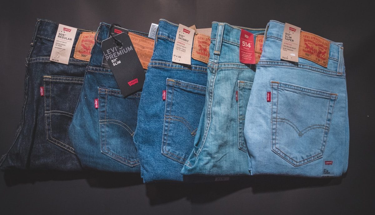 Stack of finished jeans ready for shipping and inspection