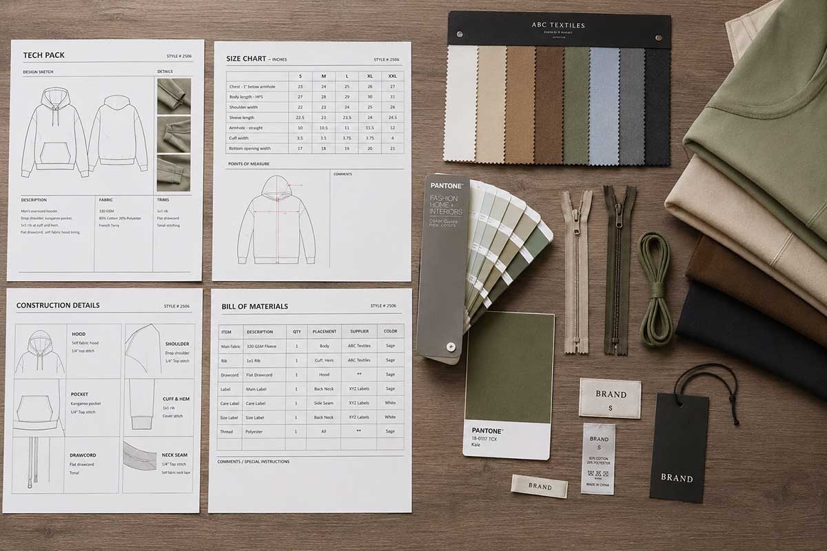 clothing tech pack development process for apparel brands from concept to production