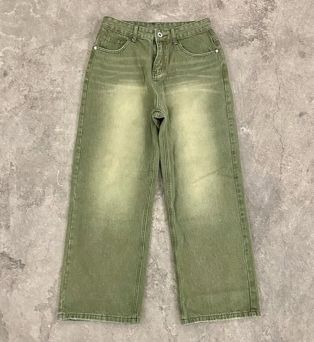 VANRD Custom Vintage Green Wash Baggy Fit Jeans