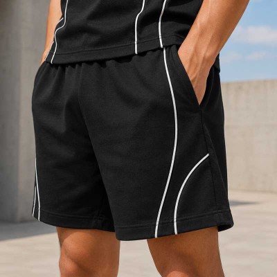 Custom Contrast Logo Tee And Shorts Set