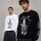 Custom Black Waffle Knit Long Sleeve Graphic Tee