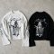 Custom Black Waffle Knit Long Sleeve Graphic Tee