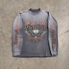 Custom Vintage Wash Flame Graphic Long Sleeve Tee