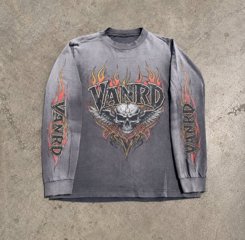 Custom Vintage Wash Flame Graphic Long Sleeve Tee