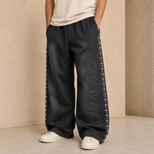 Custom Velvet Sweatpants With Pearl Logo Detail