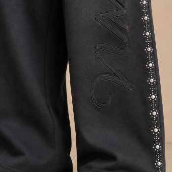 Custom Velvet Sweatpants With Pearl Logo Detail