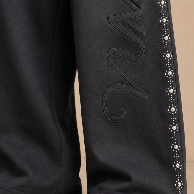 Custom Velvet Sweatpants With Pearl Logo Detail