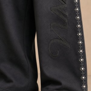 Custom Velvet Sweatpants With Pearl Logo Detail