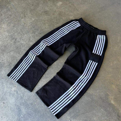 Custom Striped Track Pants With Logo Embroidery