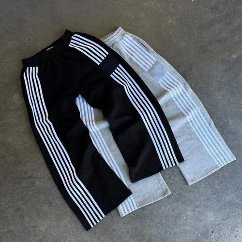 Custom Striped Track Pants With Logo Embroidery