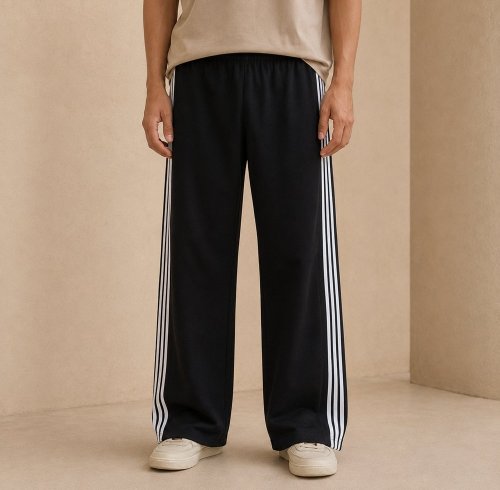 Custom Striped Track Pants With Logo Embroidery