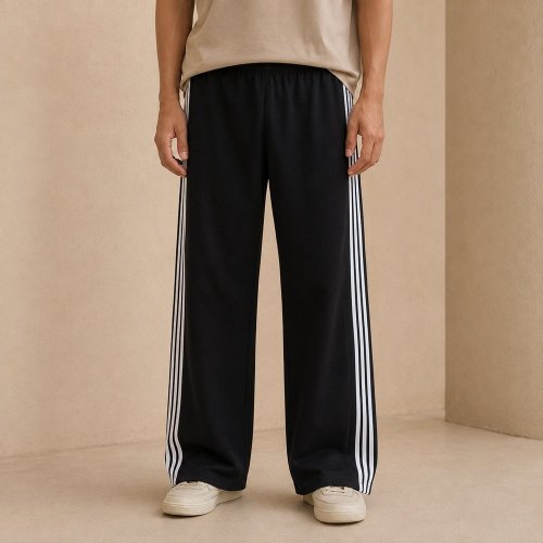 Custom Striped Track Pants With Logo Embroidery
