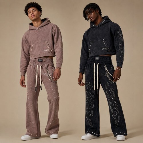 Custom Velour Rhinestone Tracksuit Set