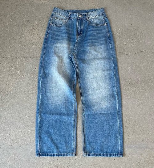 Custom Vintage Green Wash Baggy Fit Jeans