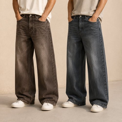 Custom Vintage Green Wash Baggy Fit Jeans