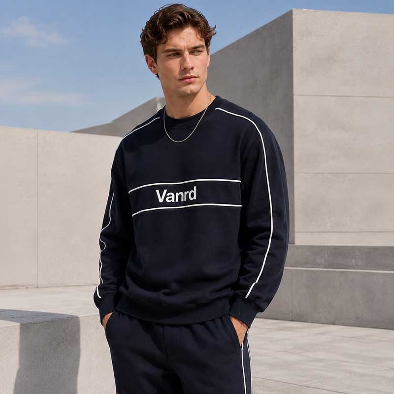 Custom Piping Crewneck Sweatshirt With Logo