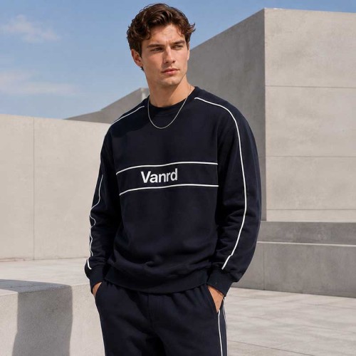 Custom Piping Crewneck Sweatshirt With Logo
